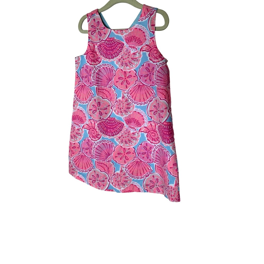 Tommy Bahama Dress Girls 5 Pink Shell Print Sleeveless Shift Zip Lined Beach